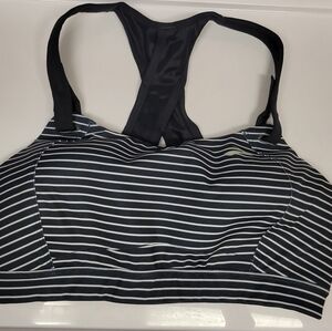 Brooks women’s Black and White Striped Sports Bra Juno High Impact Size 36 D